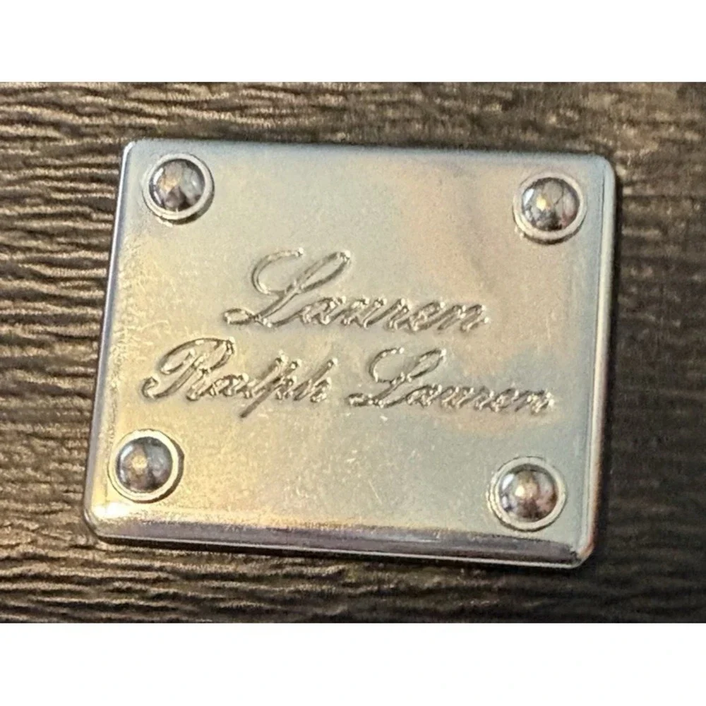 Lauren Ralph Lauren Sloan Street Slim Bifold Wallet Black Snap Close Zipper Logo